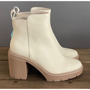 TOMS Rya Lug Sole Women's Size 9.5 Block Heel Platform Booties Light Sand New